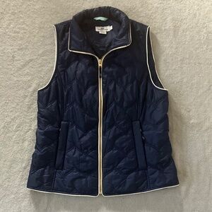 NWOT Nautical Navy Blue/Ivory Whale Tale Quilted Puffer Vest Size Small